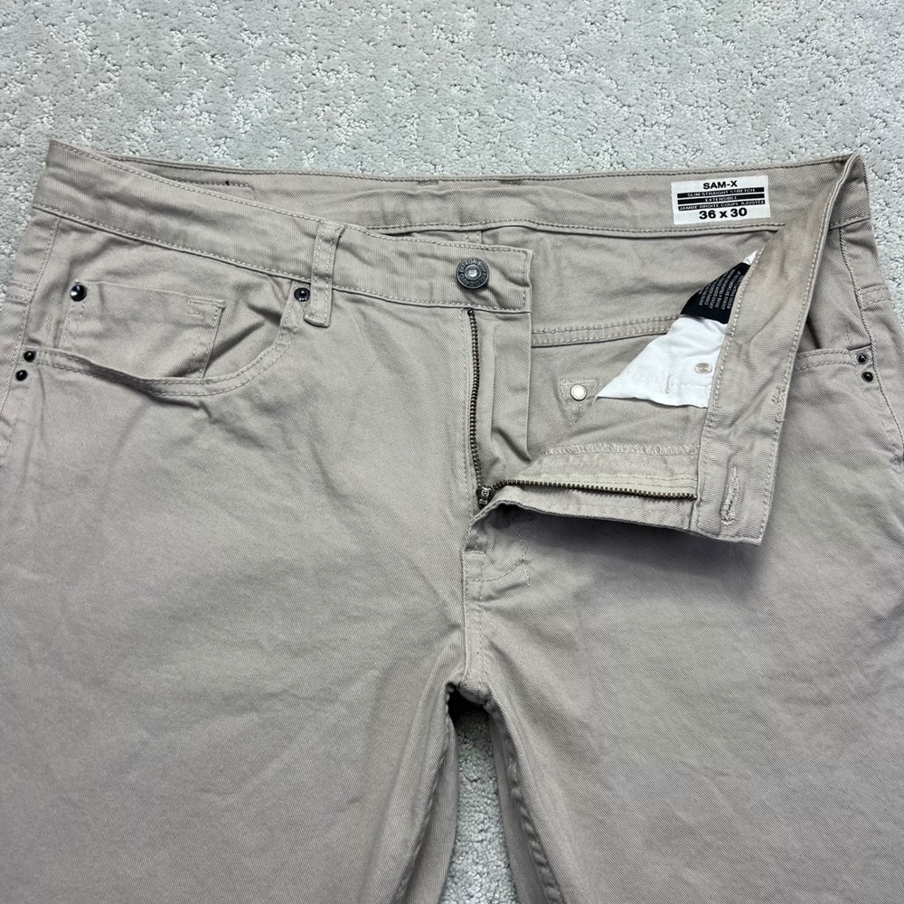 Buffalo David Bitton Jeans Mens 36x30 Sam-X Slim Straight Stretch Khaki Beige